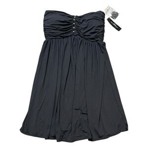 NWT Carmen Marc Valvo Black Strapless Swim Top/Dress - L